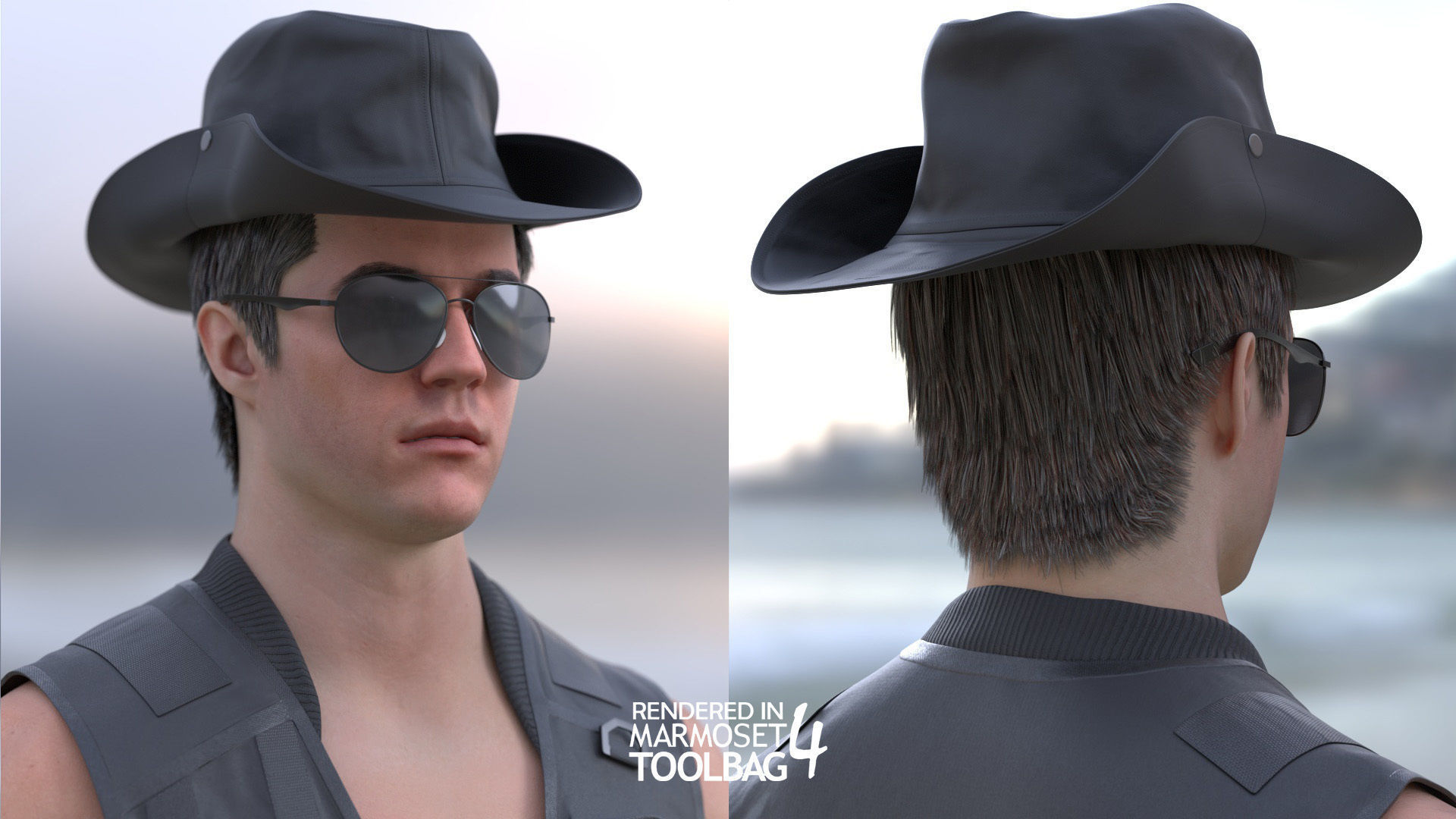 Man - Summer Outfit 13 - Modular - Rigged Low-poly 3D model_10