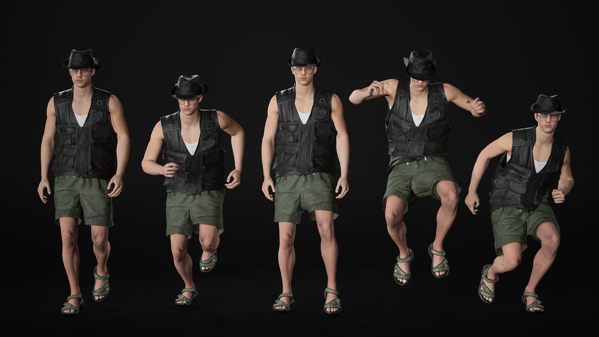 Man - Summer Outfit 13 - Modular - Rigged Low-poly 3D model_16