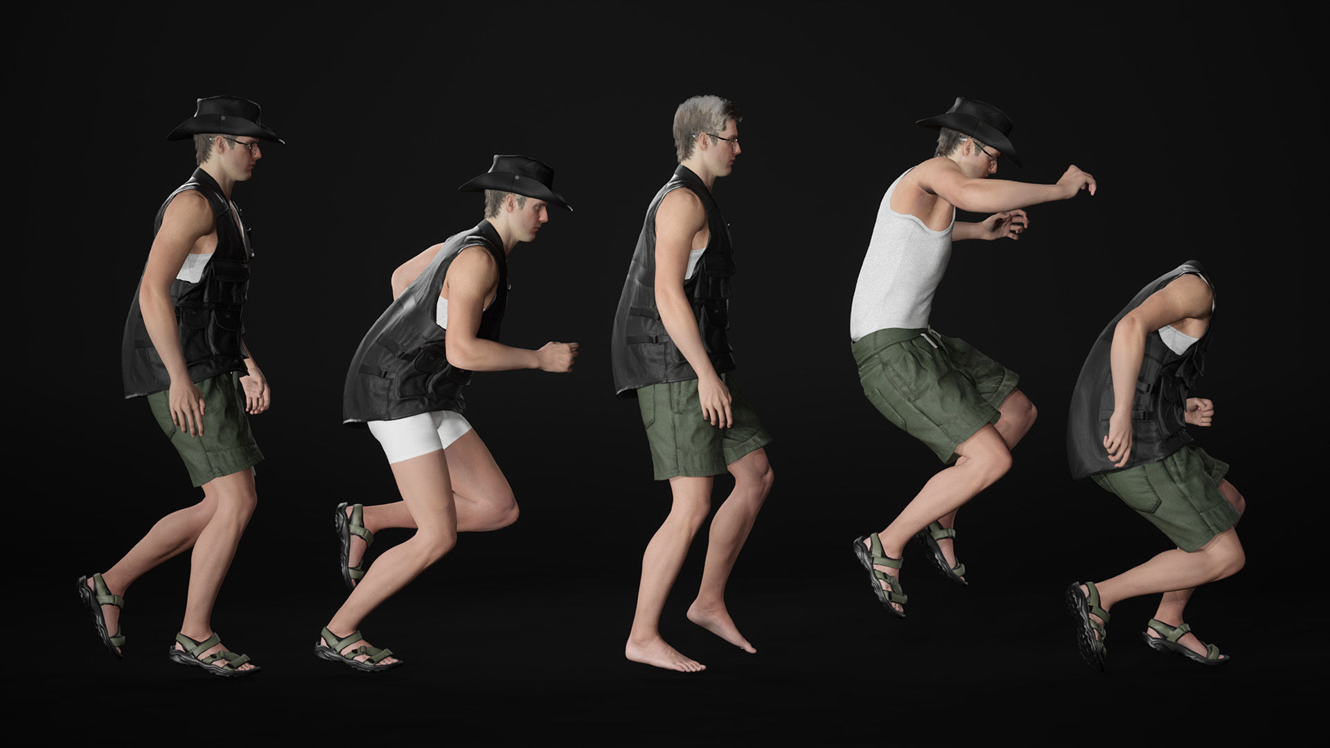 Man - Summer Outfit 13 - Modular - Rigged Low-poly 3D model_18