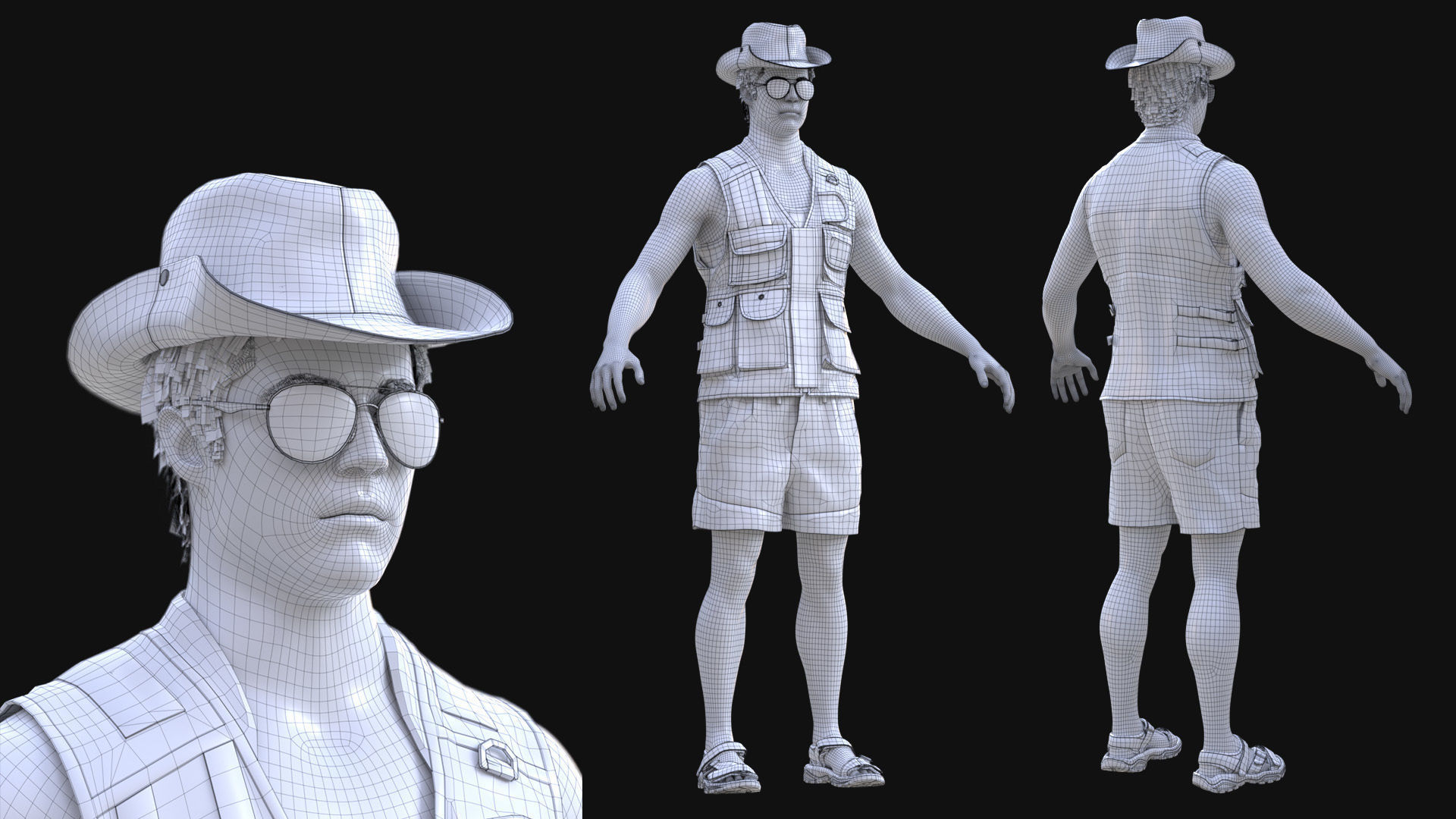 Man - Summer Outfit 13 - Modular - Rigged Low-poly 3D model_15