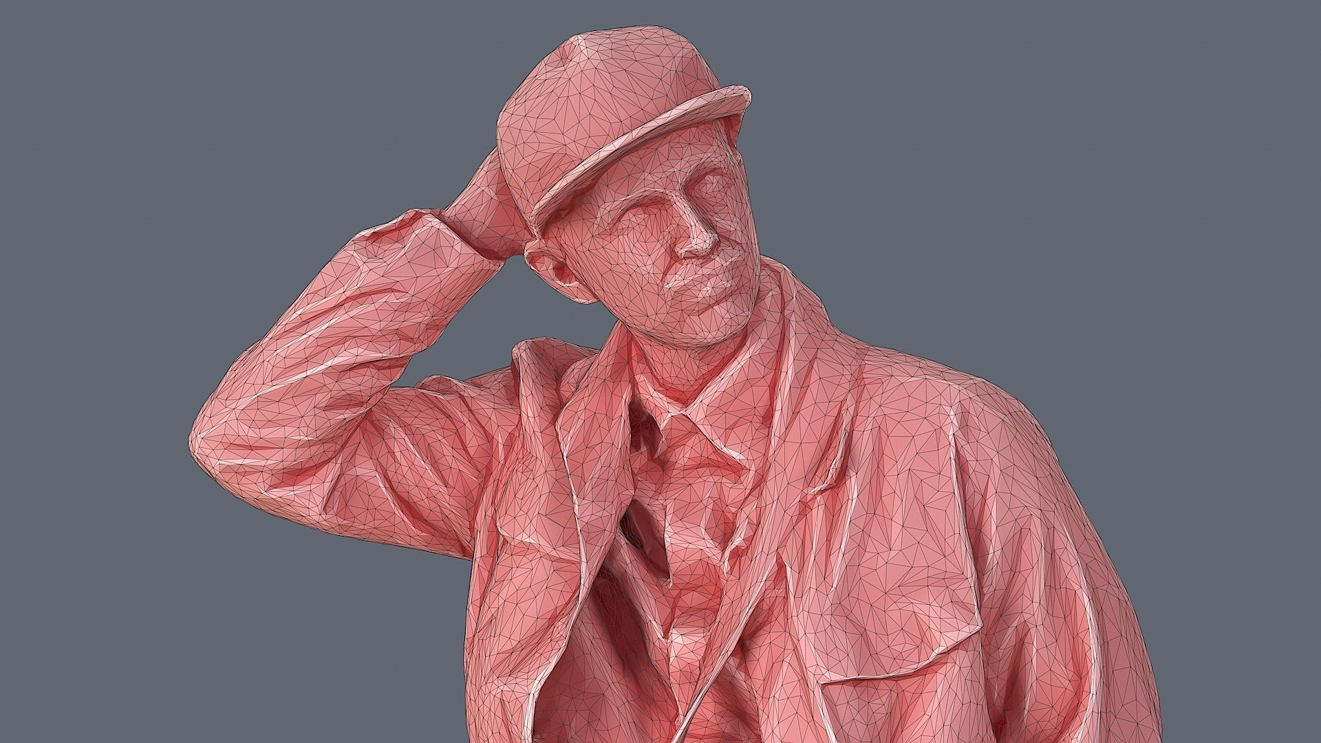 Urban contemplation Man in a beige outfit 3D model_9