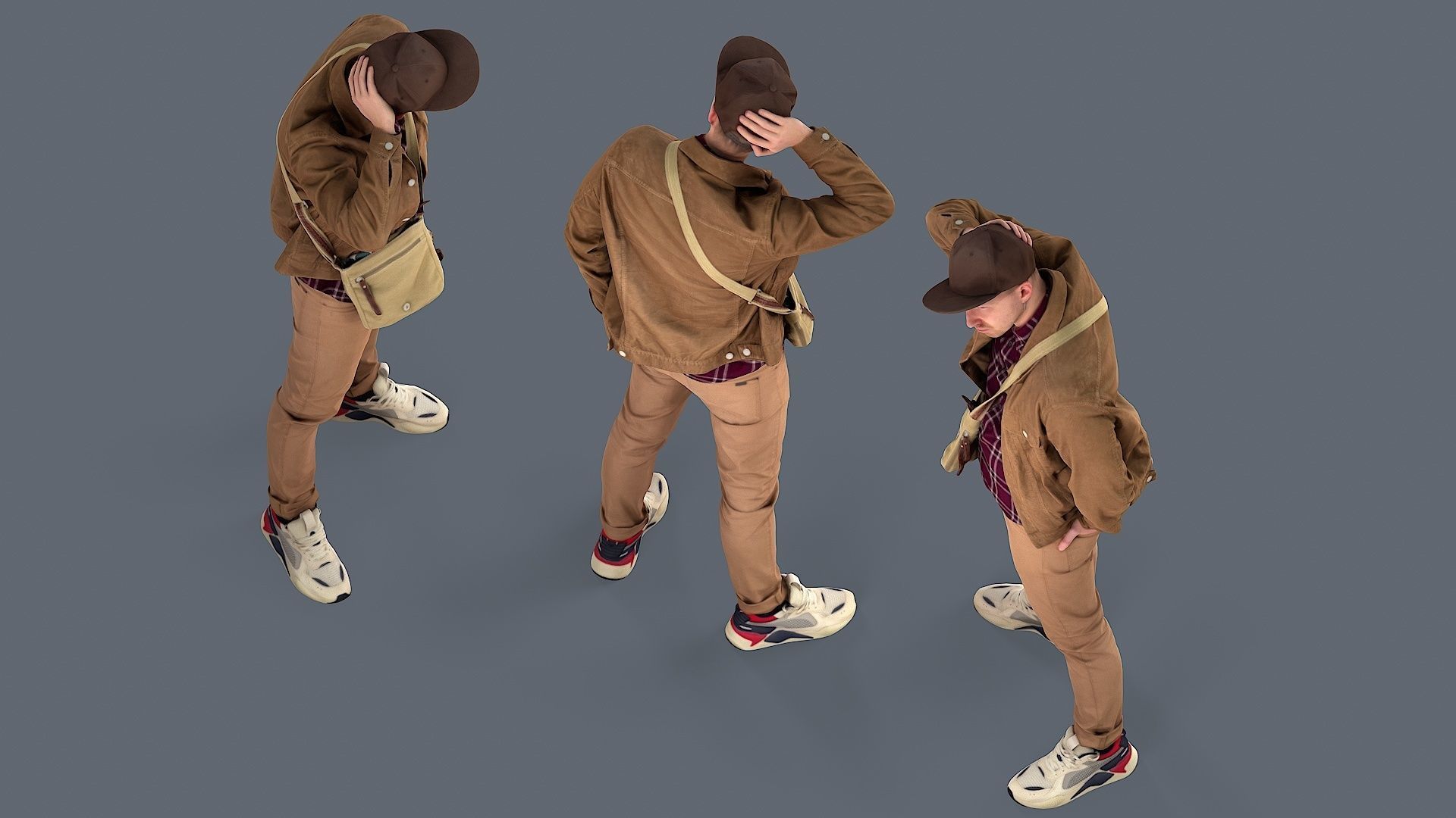 Urban contemplation Man in a beige outfit 3D model_4