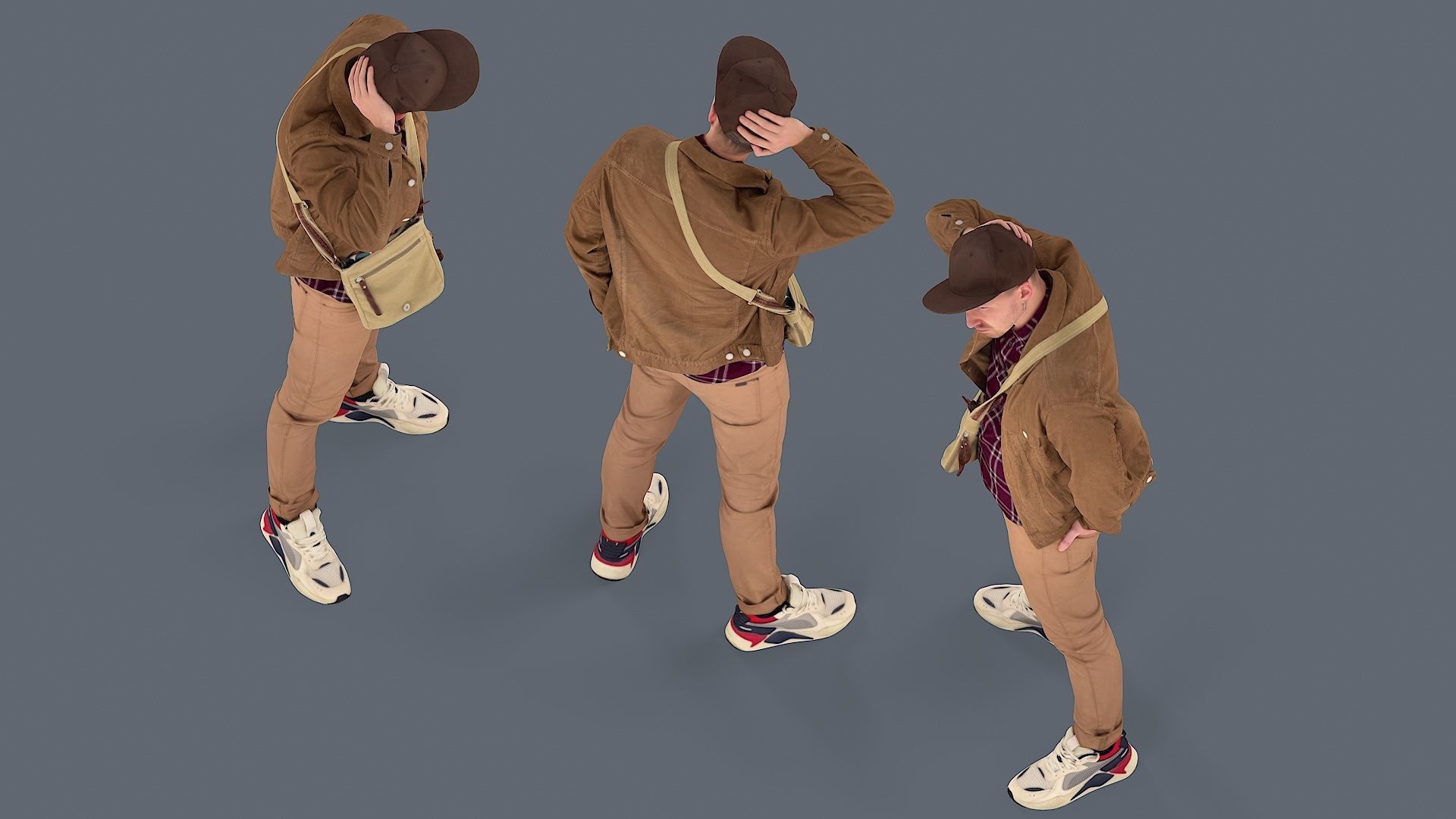 Urban contemplation Man in a beige outfit 3D model_5