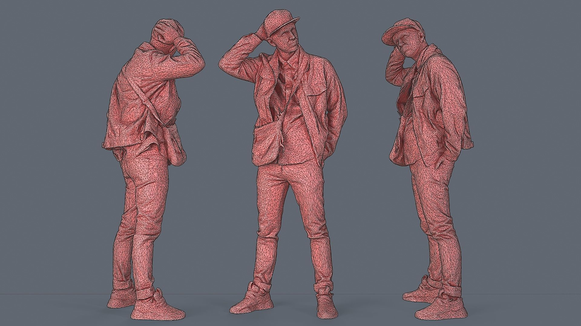 Urban contemplation Man in a beige outfit 3D model_3