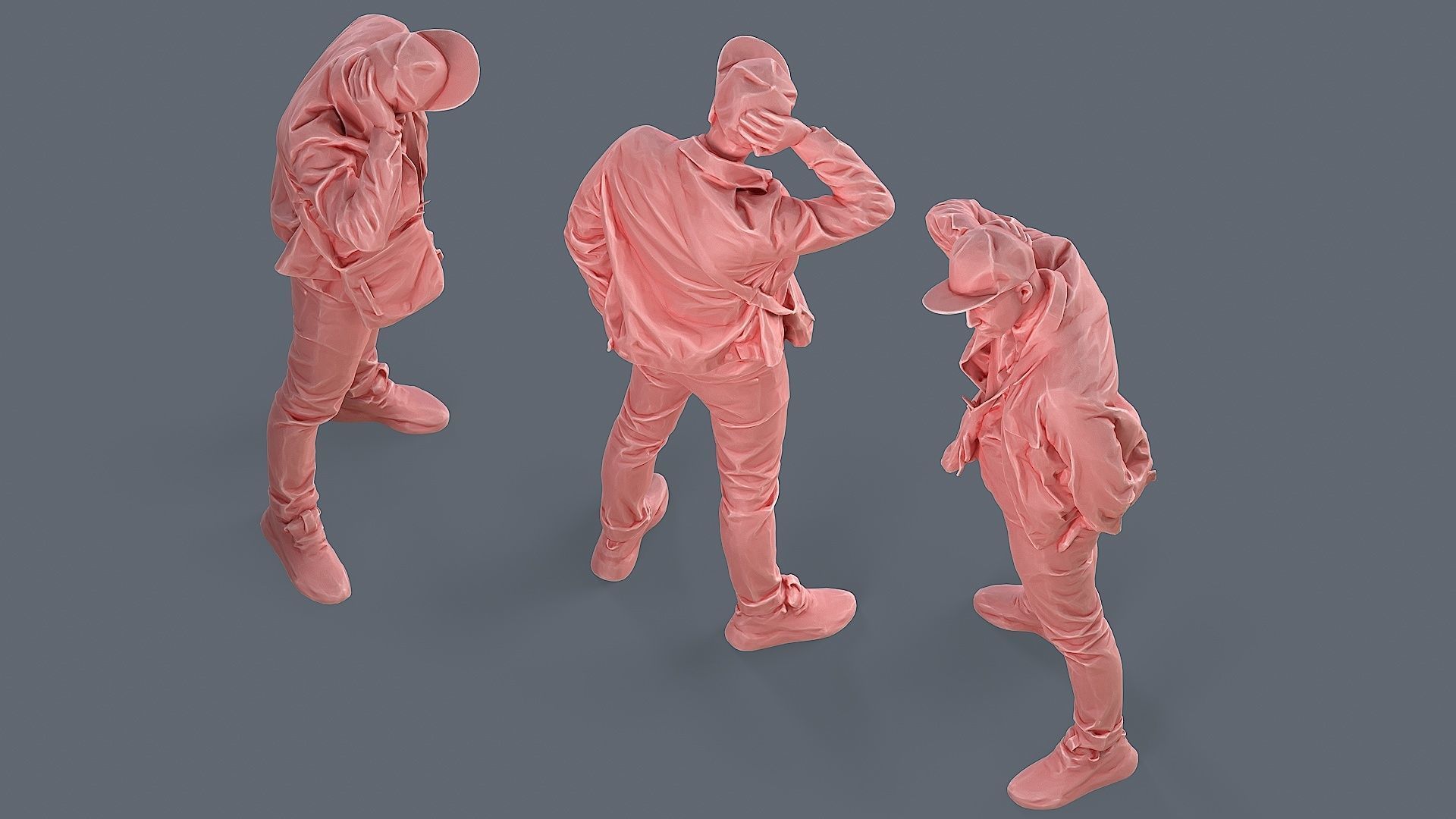 Urban contemplation Man in a beige outfit 3D model_6