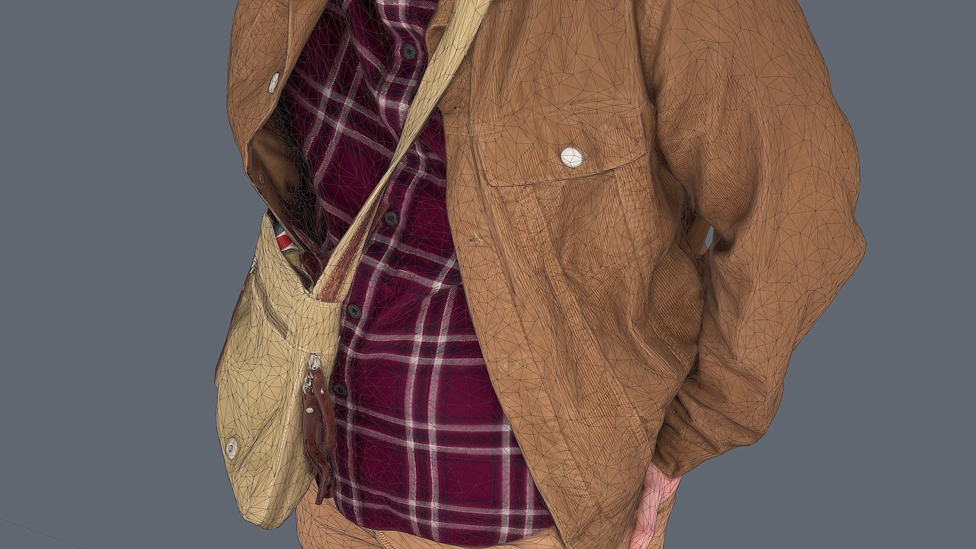 Urban contemplation Man in a beige outfit 3D model_10
