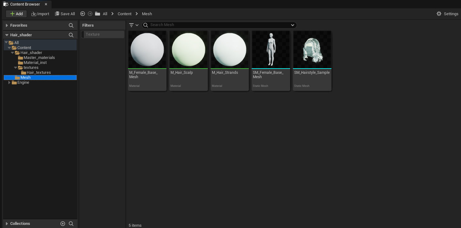 Unreal Enigine Ultimate Hair Shader Low-poly 3D model_7