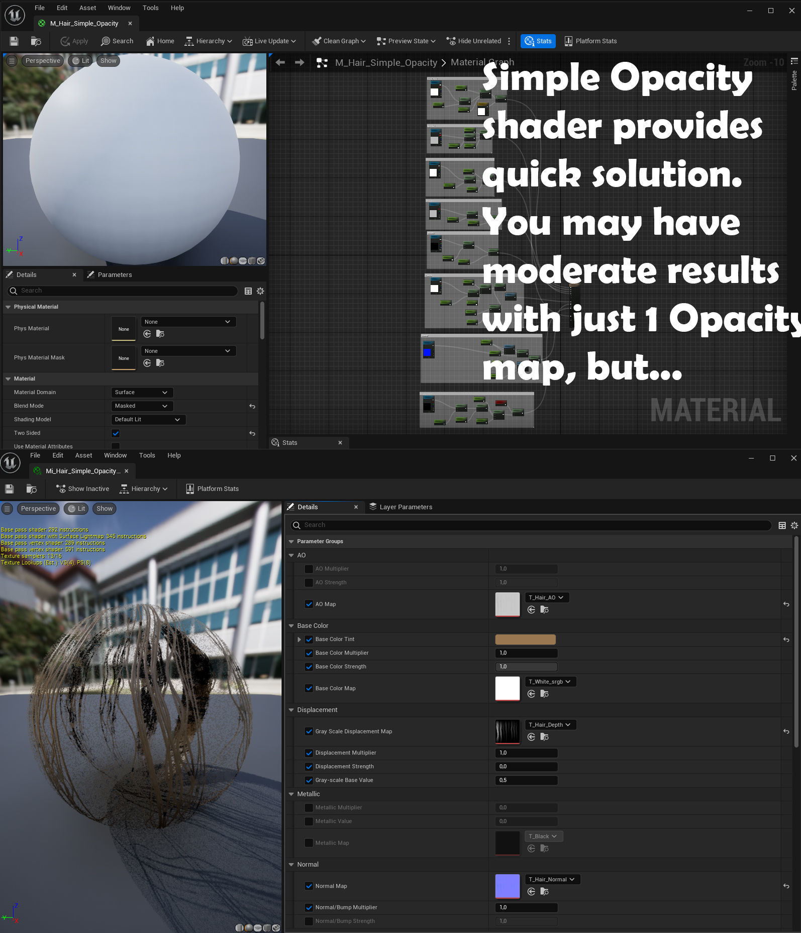 Unreal Enigine Ultimate Hair Shader Low-poly 3D model_1