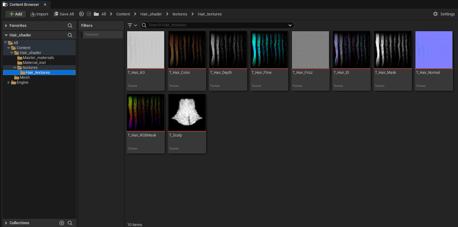 Unreal Enigine Ultimate Hair Shader Low-poly 3D model_4