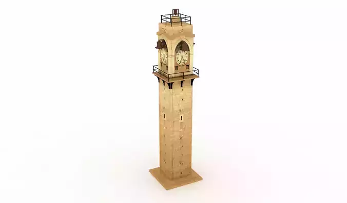 City Avenue Clock Tower Low-poly 3D model