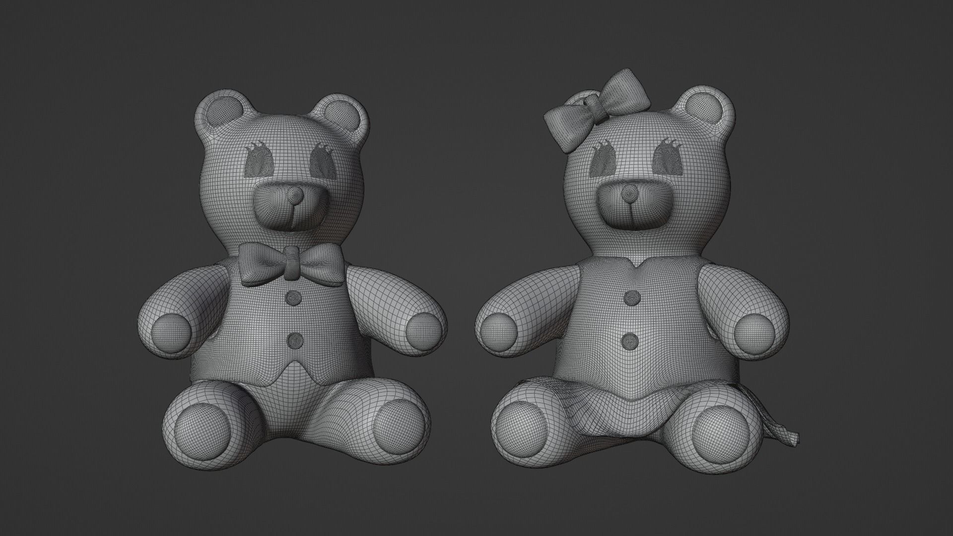 Teddy Bears Toys Brown Stuffed  3D Model Collection_5
