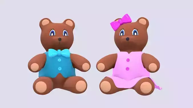 Teddy Bears Toys Brown Stuffed  3D Model Collection