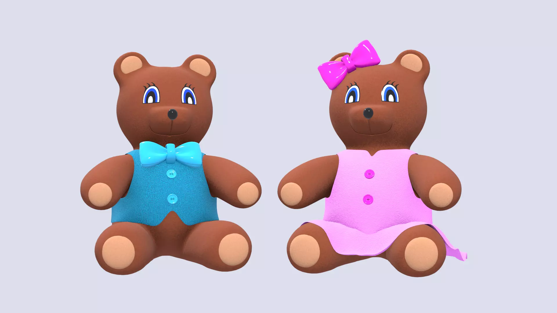 Teddy Bears Toys Brown Stuffed  3D Model Collection_0