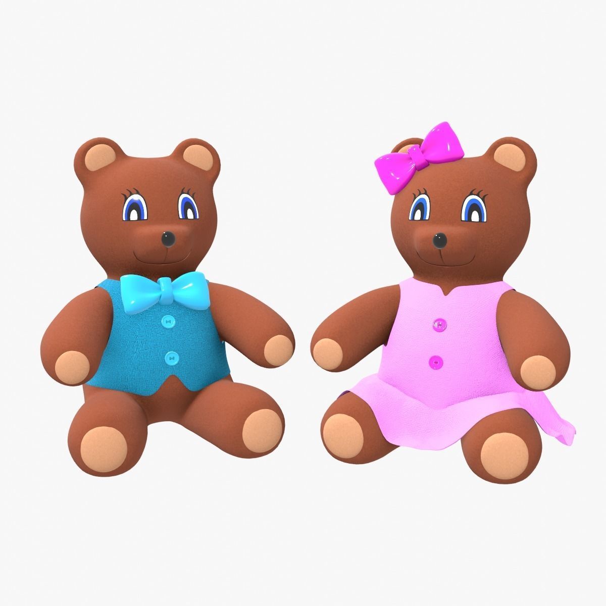 Teddy Bears Toys Brown Stuffed  3D Model Collection_3