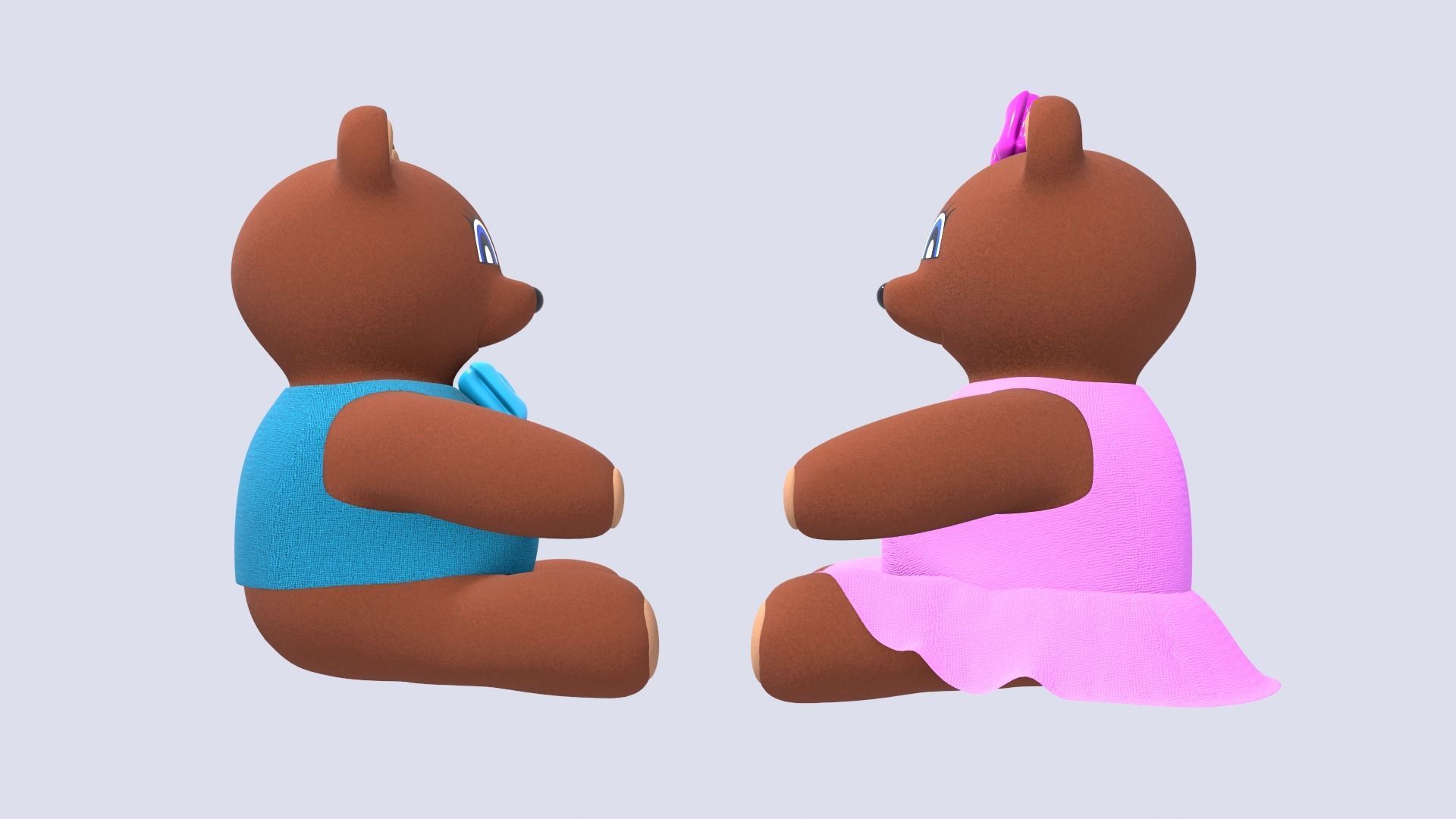 Teddy Bears Toys Brown Stuffed  3D Model Collection_7