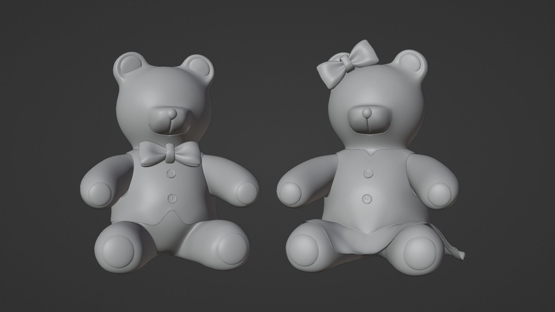 Teddy Bears Toys Brown Stuffed  3D Model Collection_4