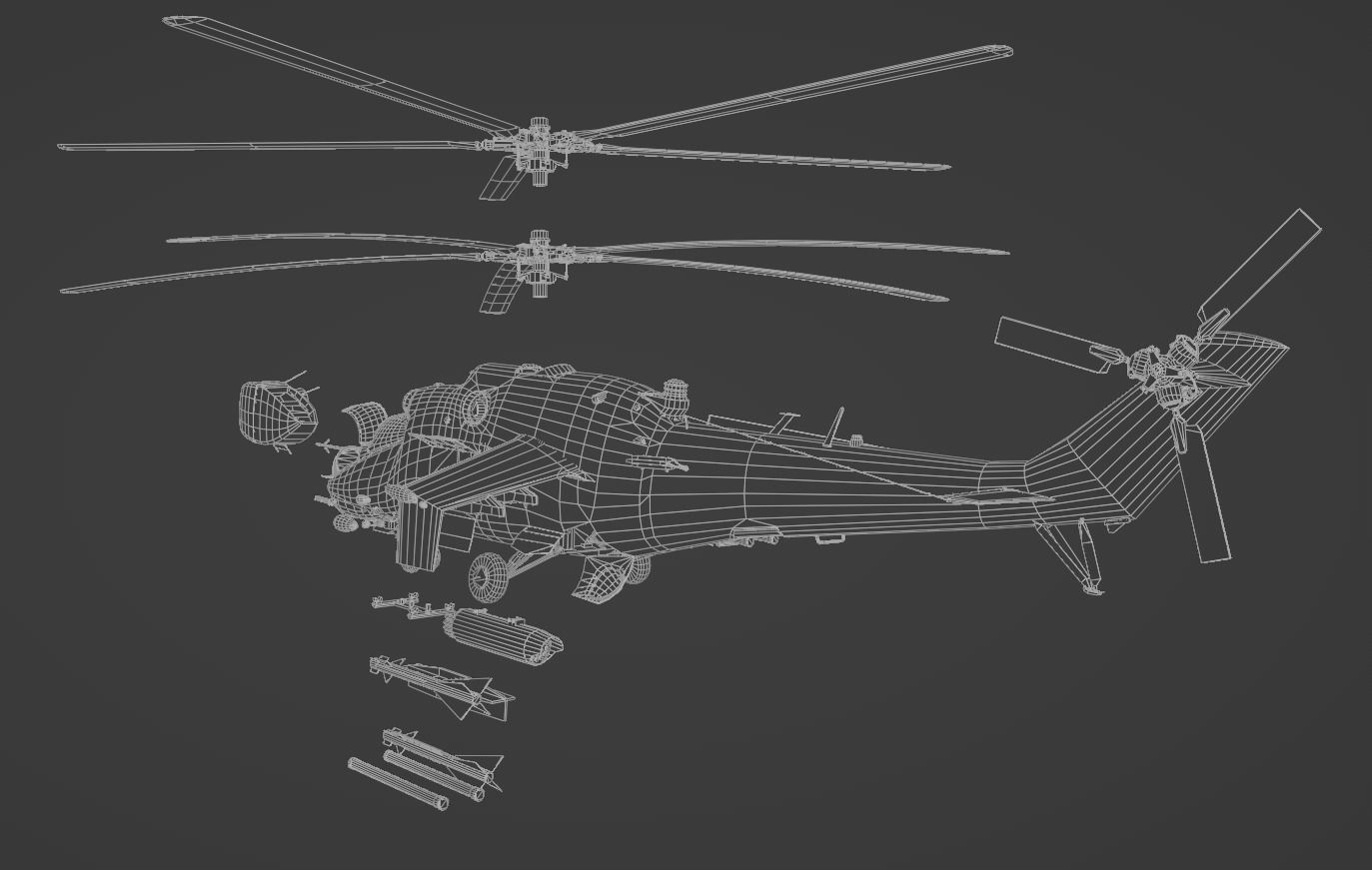 MIL MI 24 V Hind Attack helicopter Low-poly 3D model_28