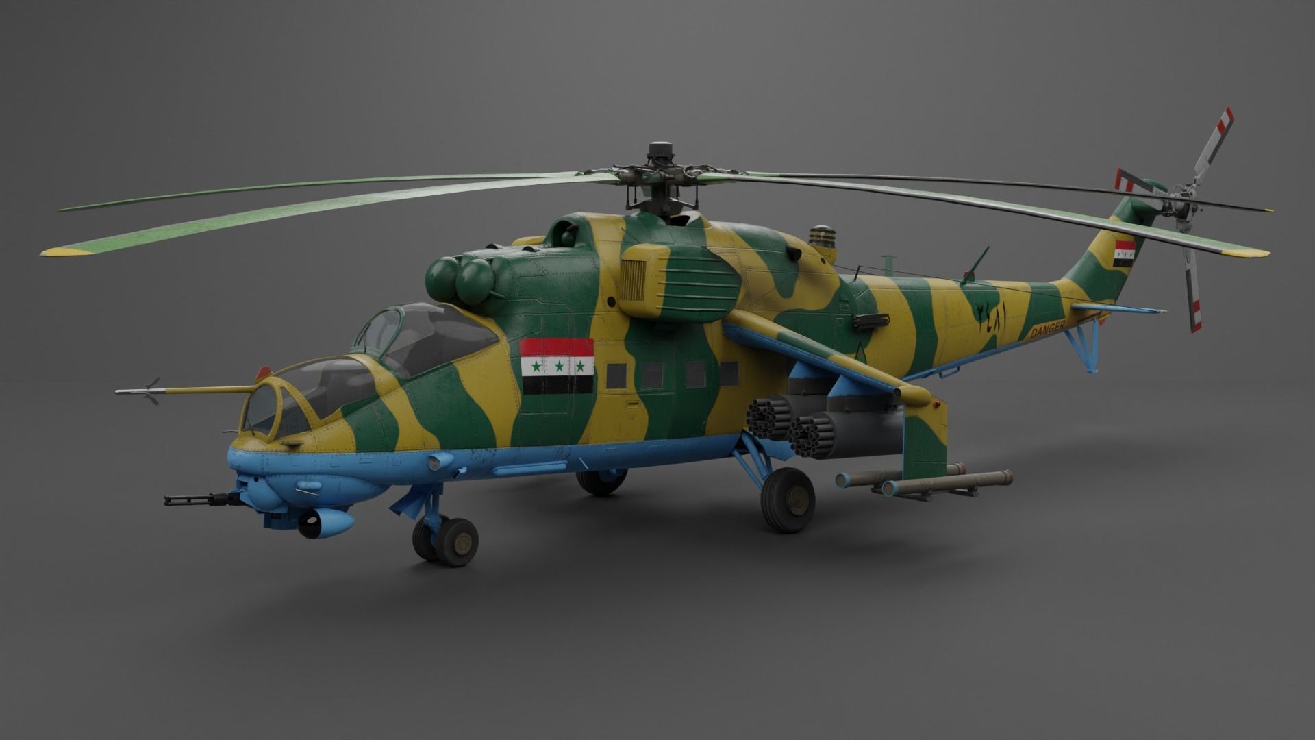 MIL MI 24 V Hind Attack helicopter Low-poly 3D model_7