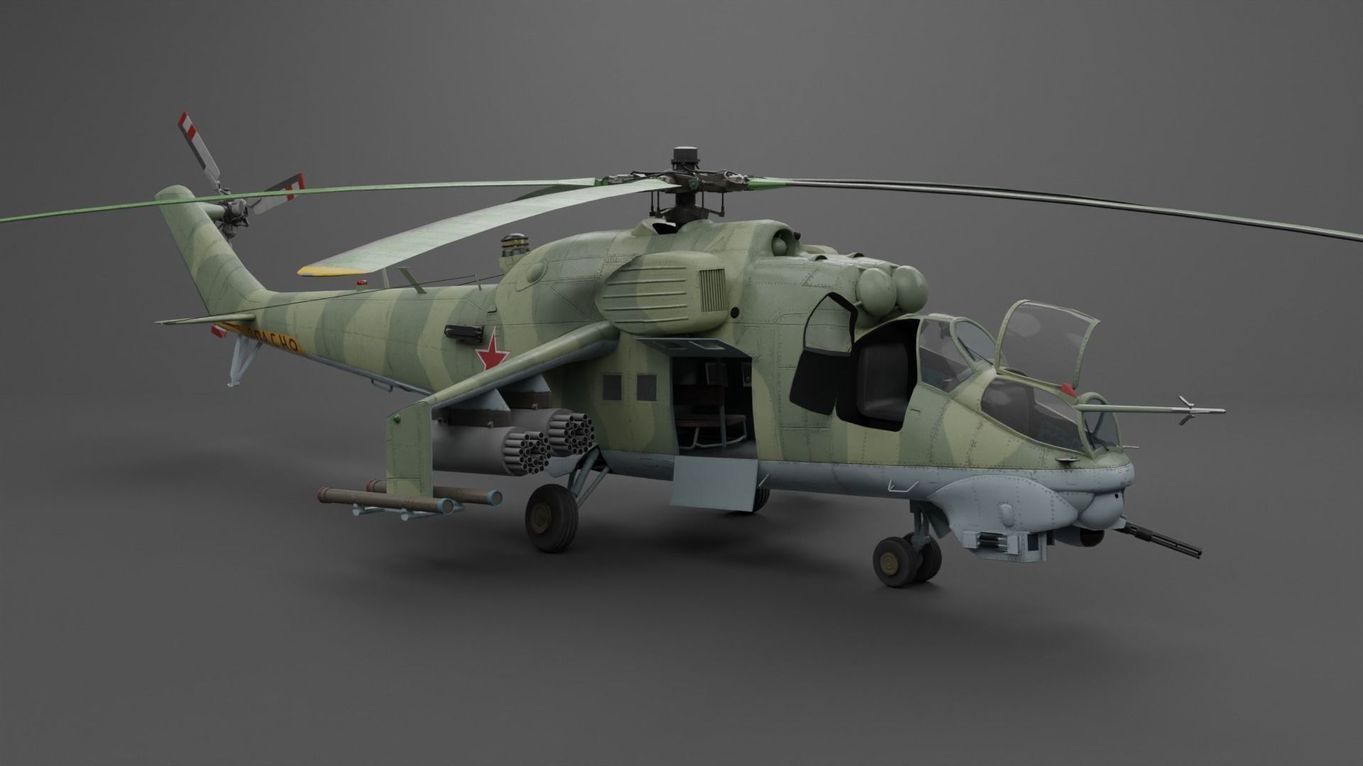 MIL MI 24 V Hind Attack helicopter Low-poly 3D model_23