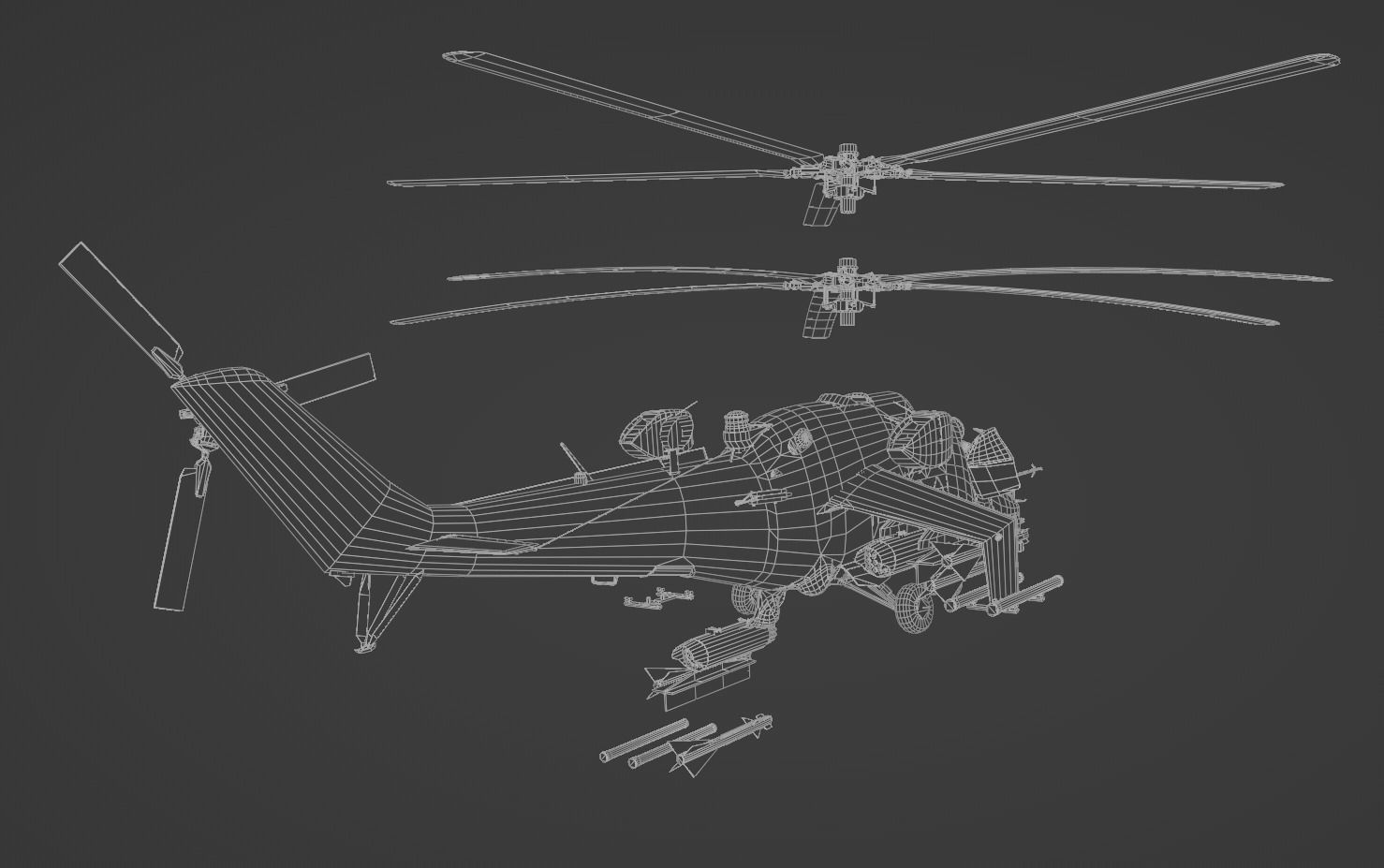 MIL MI 24 V Hind Attack helicopter Low-poly 3D model_27