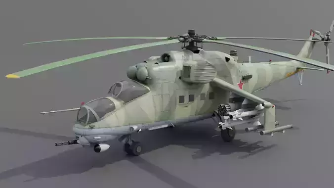 MIL MI 24 V Hind Attack helicopter Low-poly 3D model