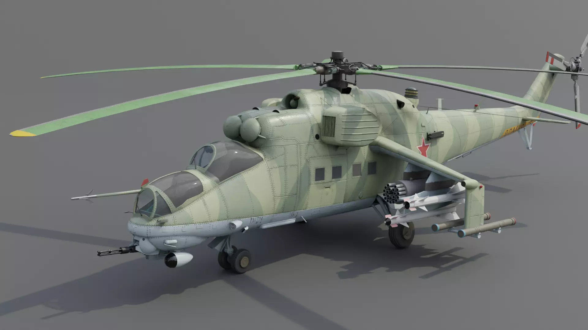 MIL MI 24 V Hind Attack helicopter Low-poly 3D model_0