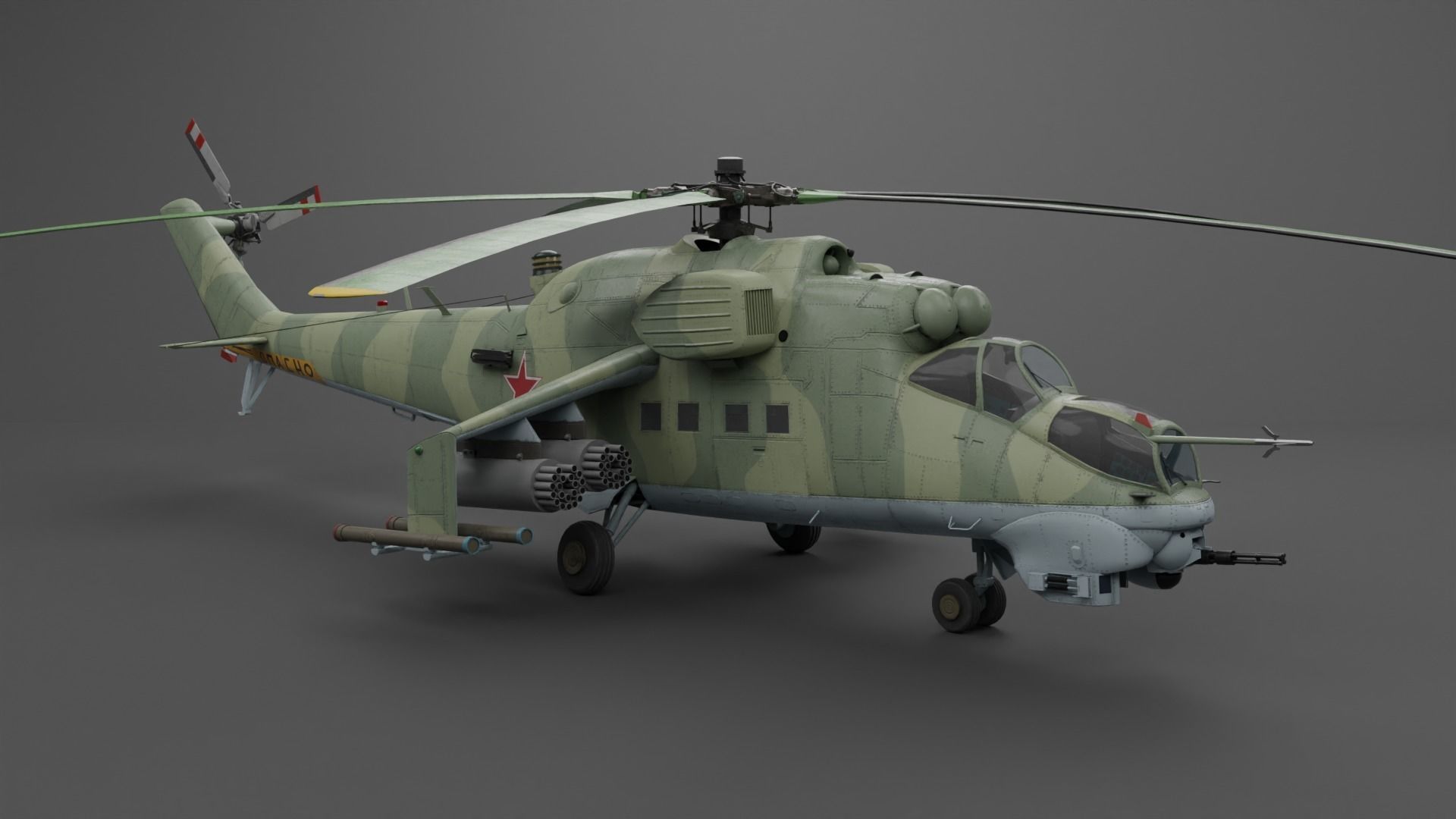 MIL MI 24 V Hind Attack helicopter Low-poly 3D model_9