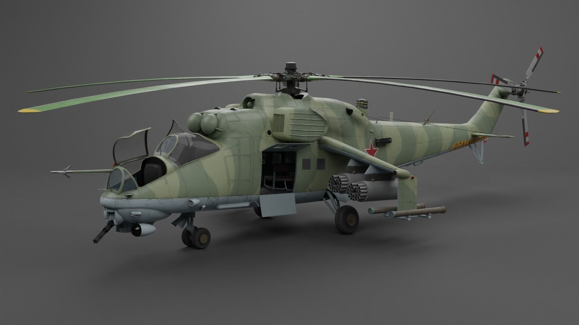 MIL MI 24 V Hind Attack helicopter Low-poly 3D model_21