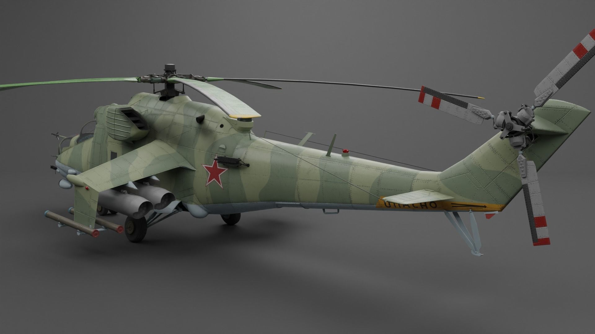 MIL MI 24 V Hind Attack helicopter Low-poly 3D model_17