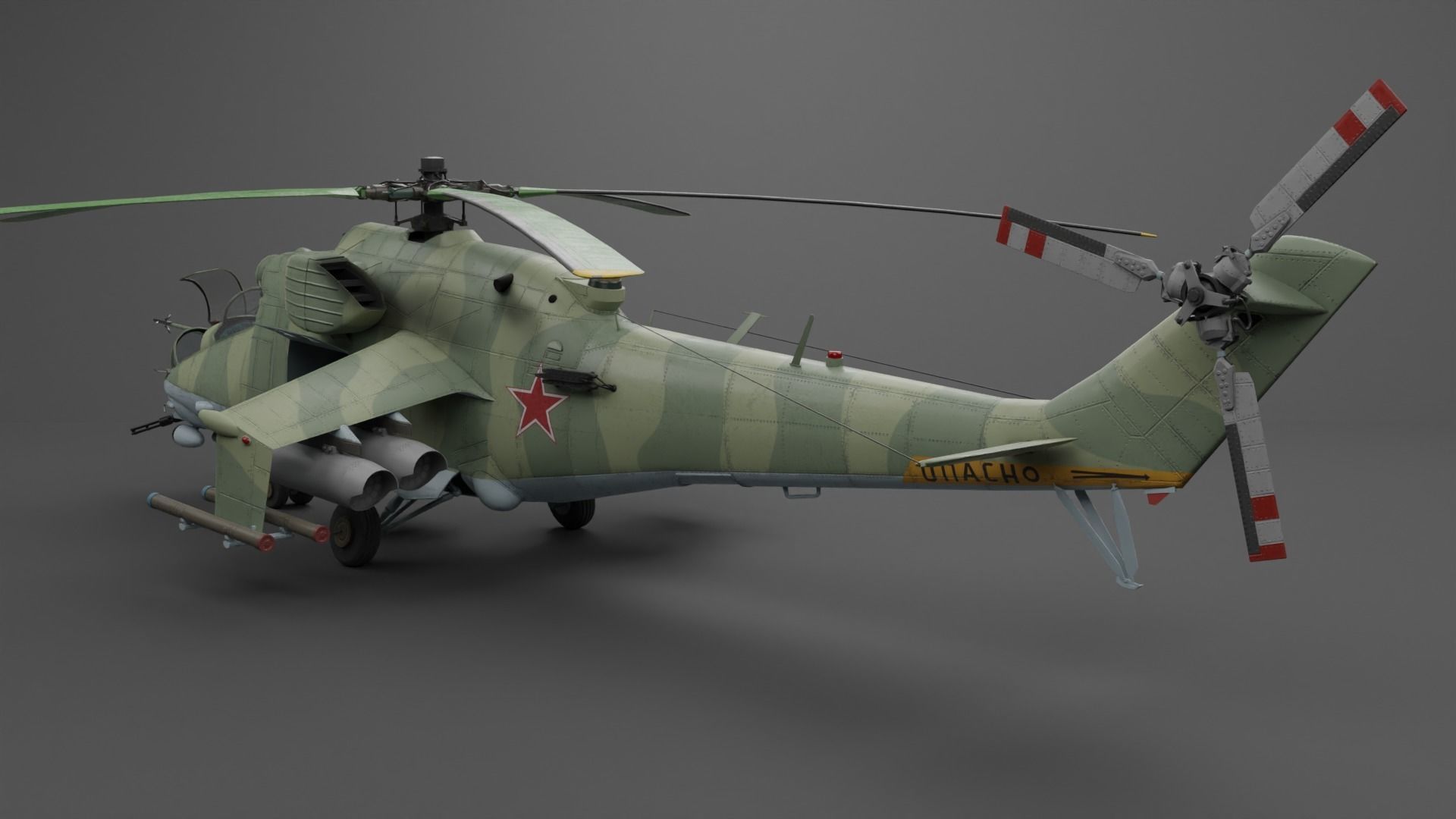 MIL MI 24 V Hind Attack helicopter Low-poly 3D model_24