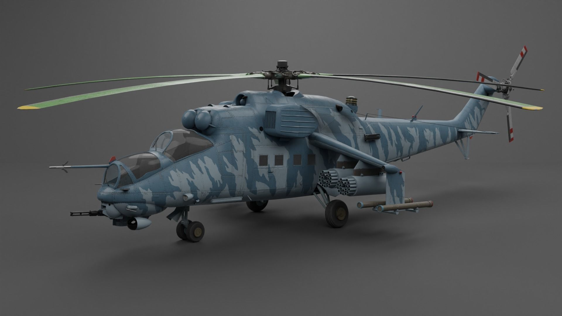 MIL MI 24 V Hind Attack helicopter Low-poly 3D model_8