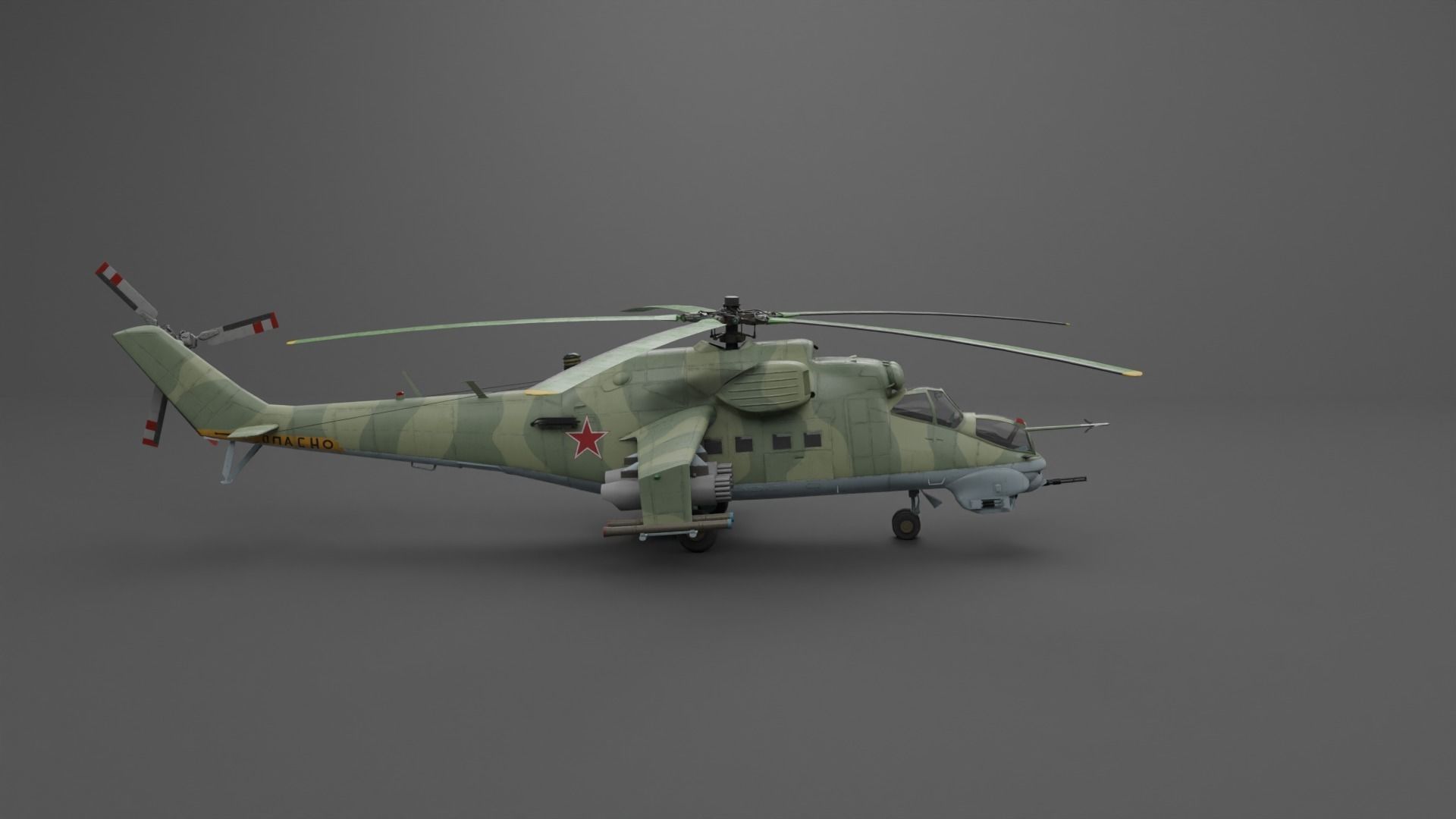MIL MI 24 V Hind Attack helicopter Low-poly 3D model_30