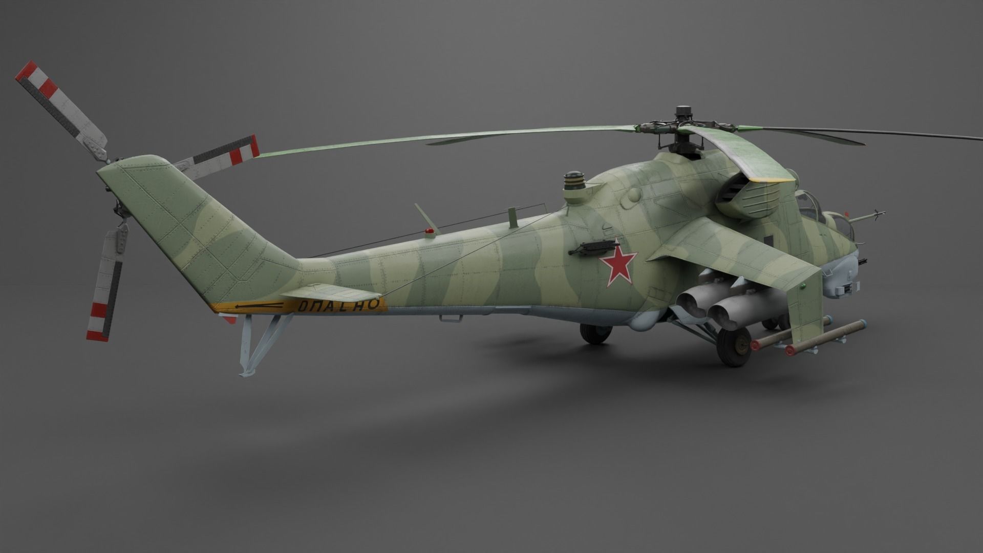 MIL MI 24 V Hind Attack helicopter Low-poly 3D model_13
