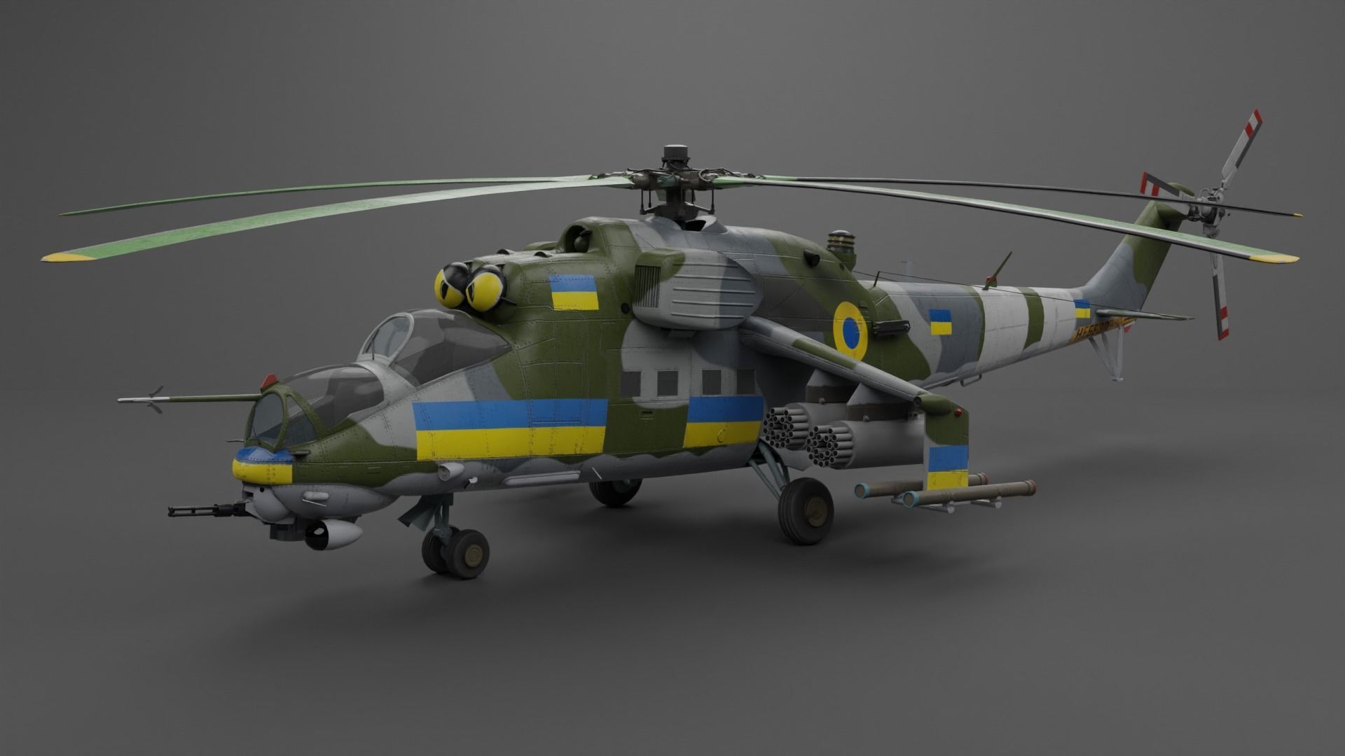 MIL MI 24 V Hind Attack helicopter Low-poly 3D model_6