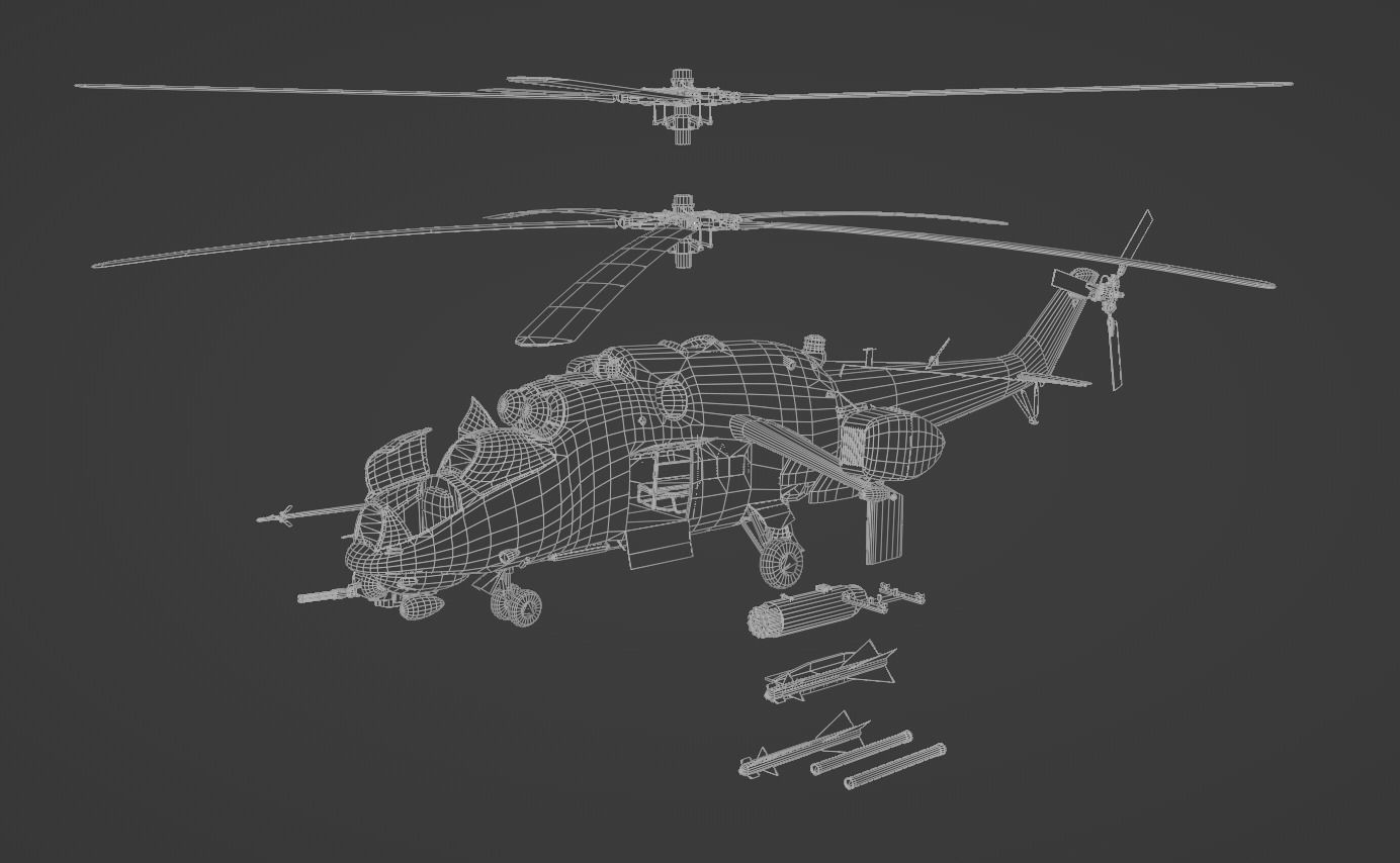 MIL MI 24 V Hind Attack helicopter Low-poly 3D model_26