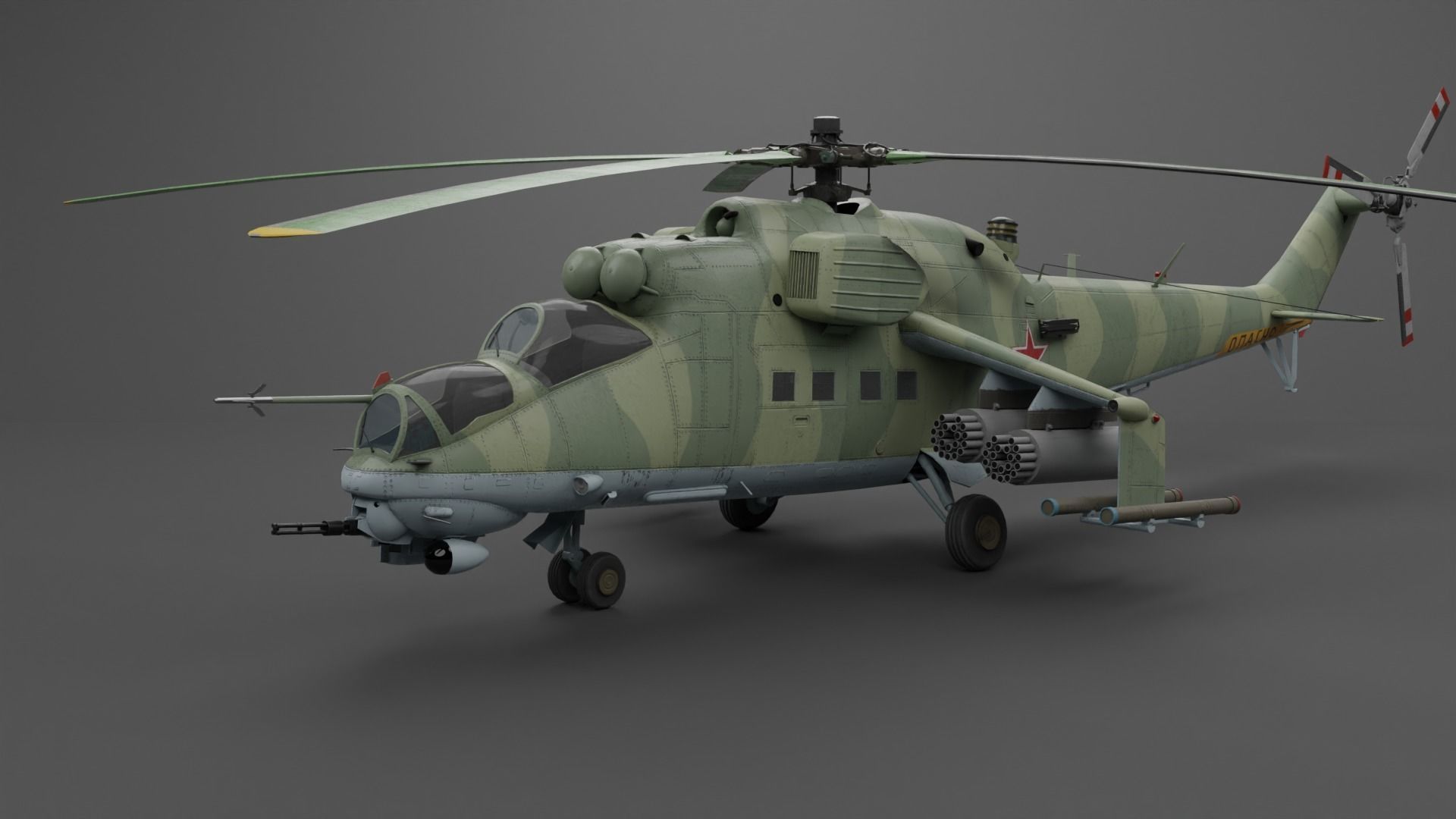 MIL MI 24 V Hind Attack helicopter Low-poly 3D model_3