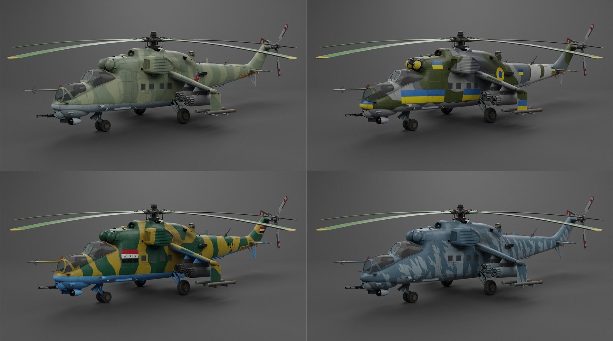 MIL MI 24 V Hind Attack helicopter Low-poly 3D model_4