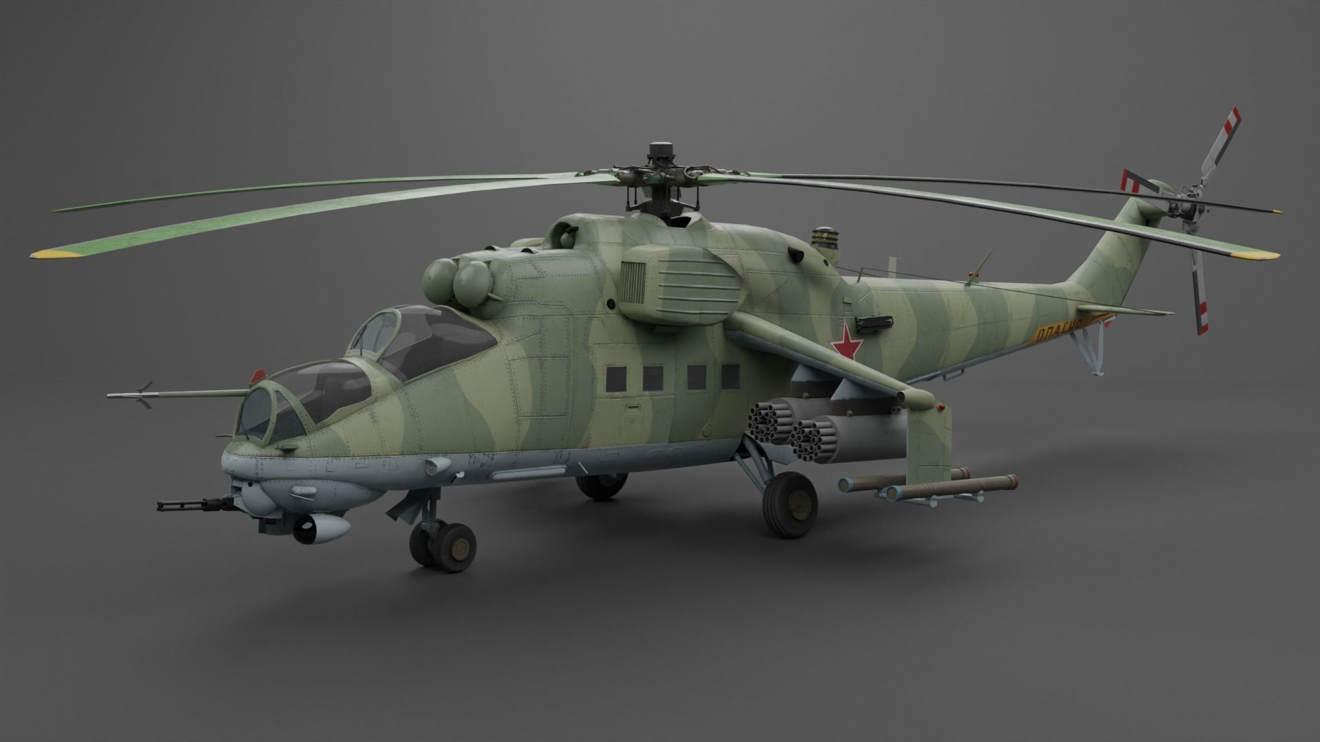MIL MI 24 V Hind Attack helicopter Low-poly 3D model_5