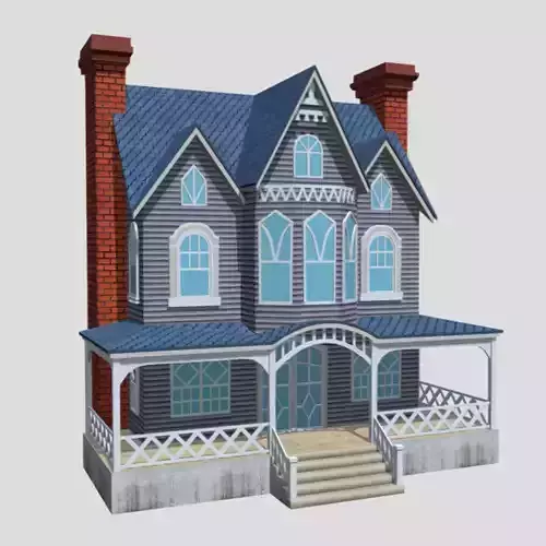 American Style Cottage - Town House Model Low-poly 3D model