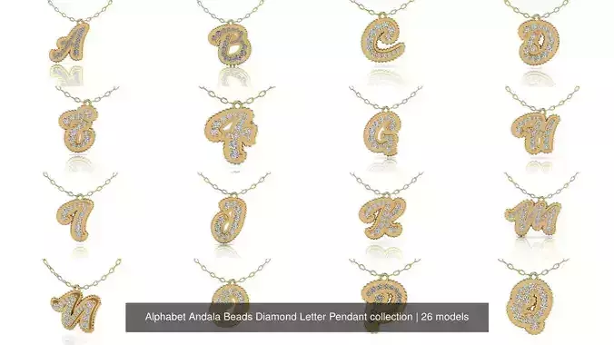 Alphabet Andala Beads Diamond Letter Pendant collection
