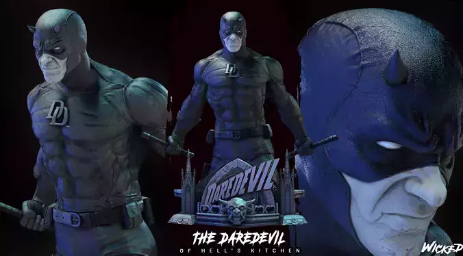 Wicked Marvel Daredevil Bust ready for 3d printing
