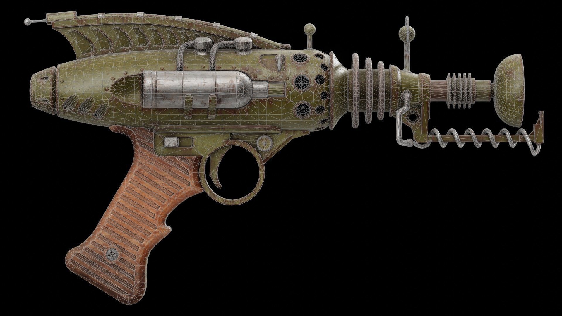 A retro style Raygun - Game ready Low-poly 3D model_5