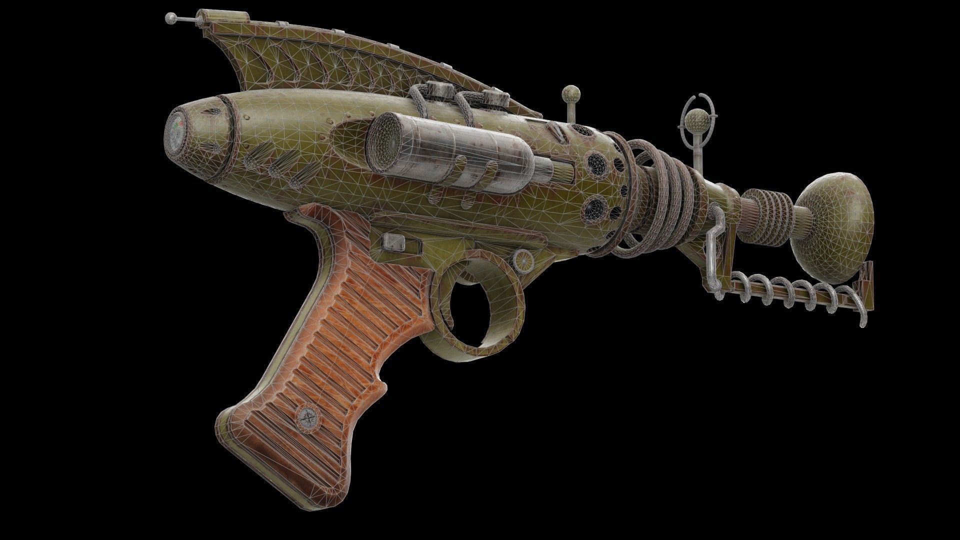 A retro style Raygun - Game ready Low-poly 3D model_8