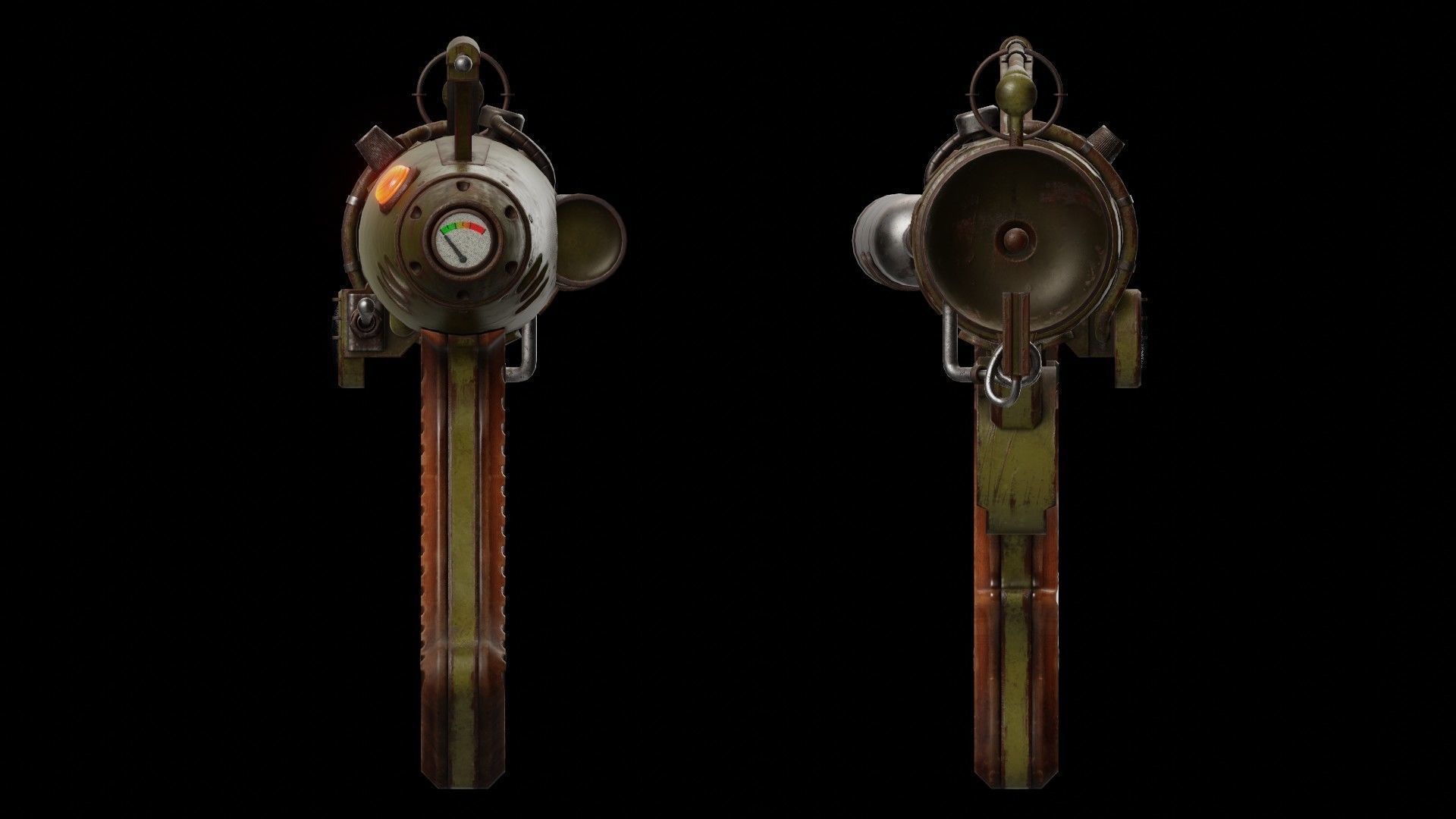 A retro style Raygun - Game ready Low-poly 3D model_11