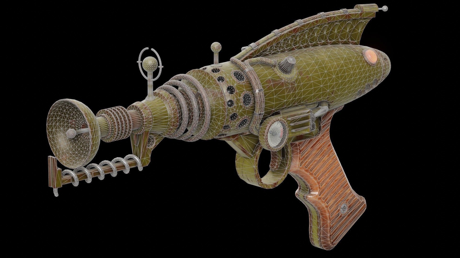 A retro style Raygun - Game ready Low-poly 3D model_7