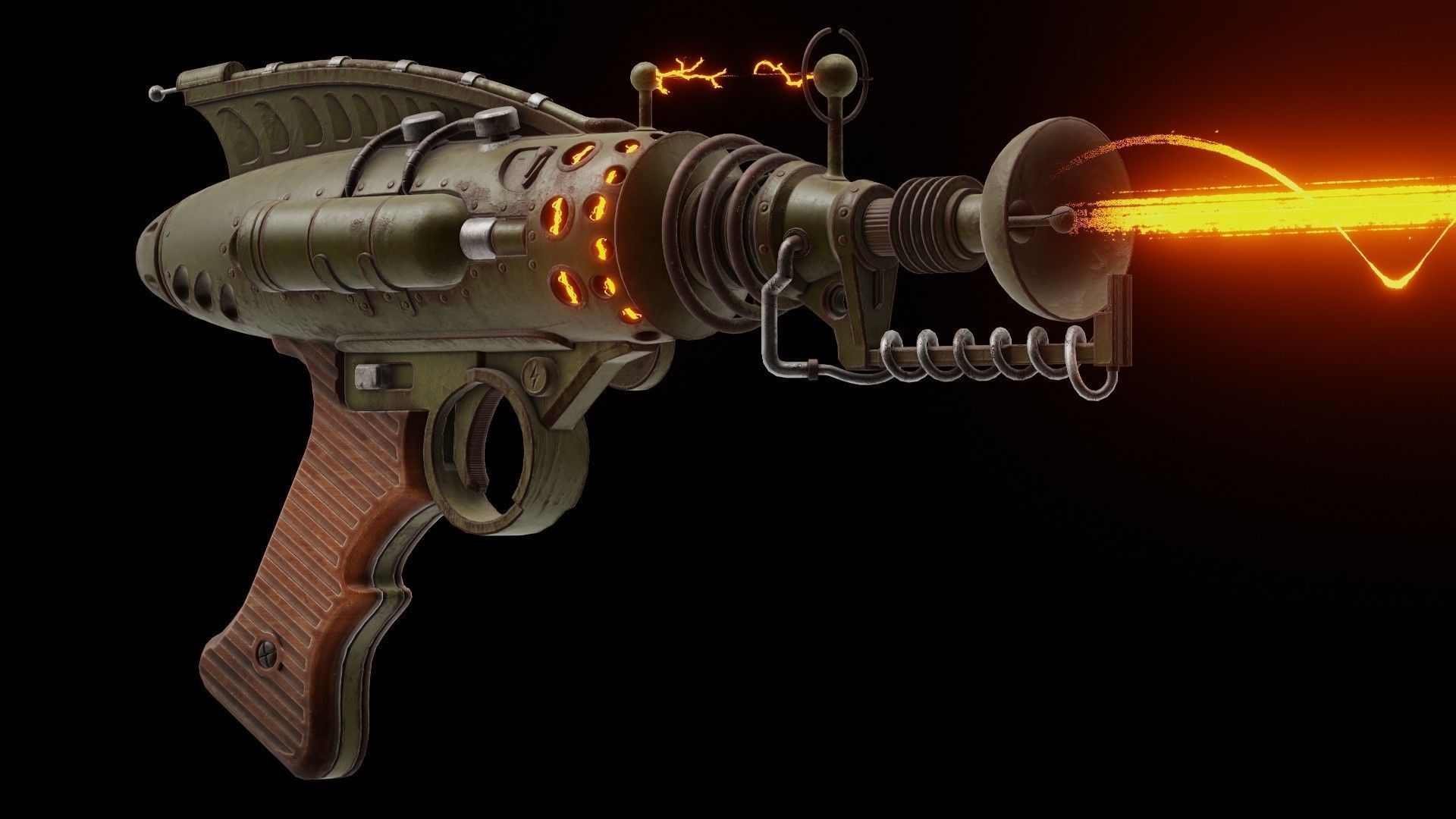 A retro style Raygun - Game ready Low-poly 3D model_2
