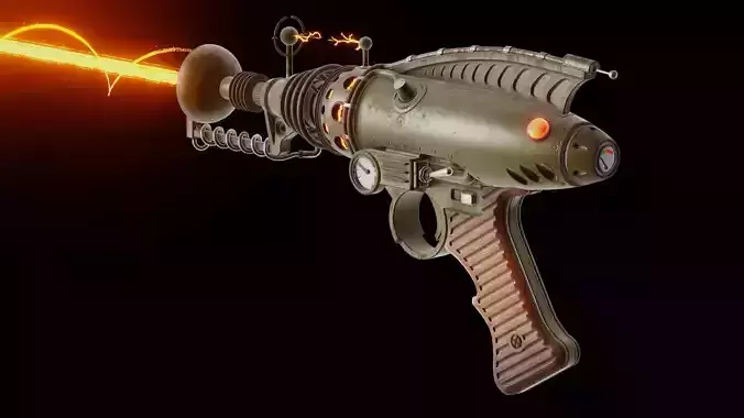A retro style Raygun - Game ready Low-poly 3D model