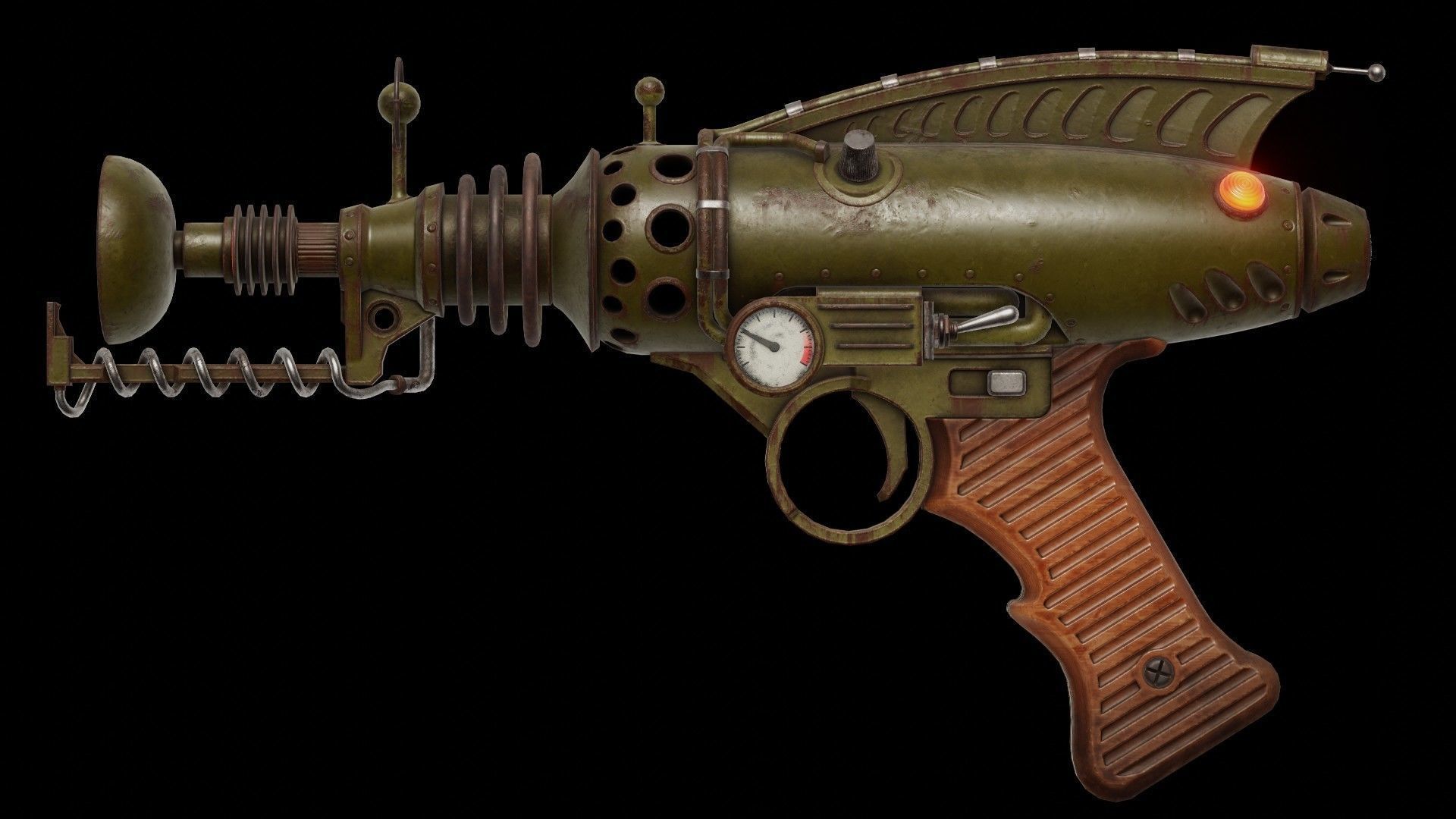A retro style Raygun - Game ready Low-poly 3D model_3
