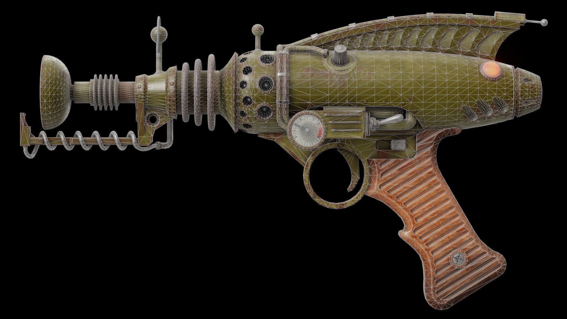 A retro style Raygun - Game ready Low-poly 3D model_6