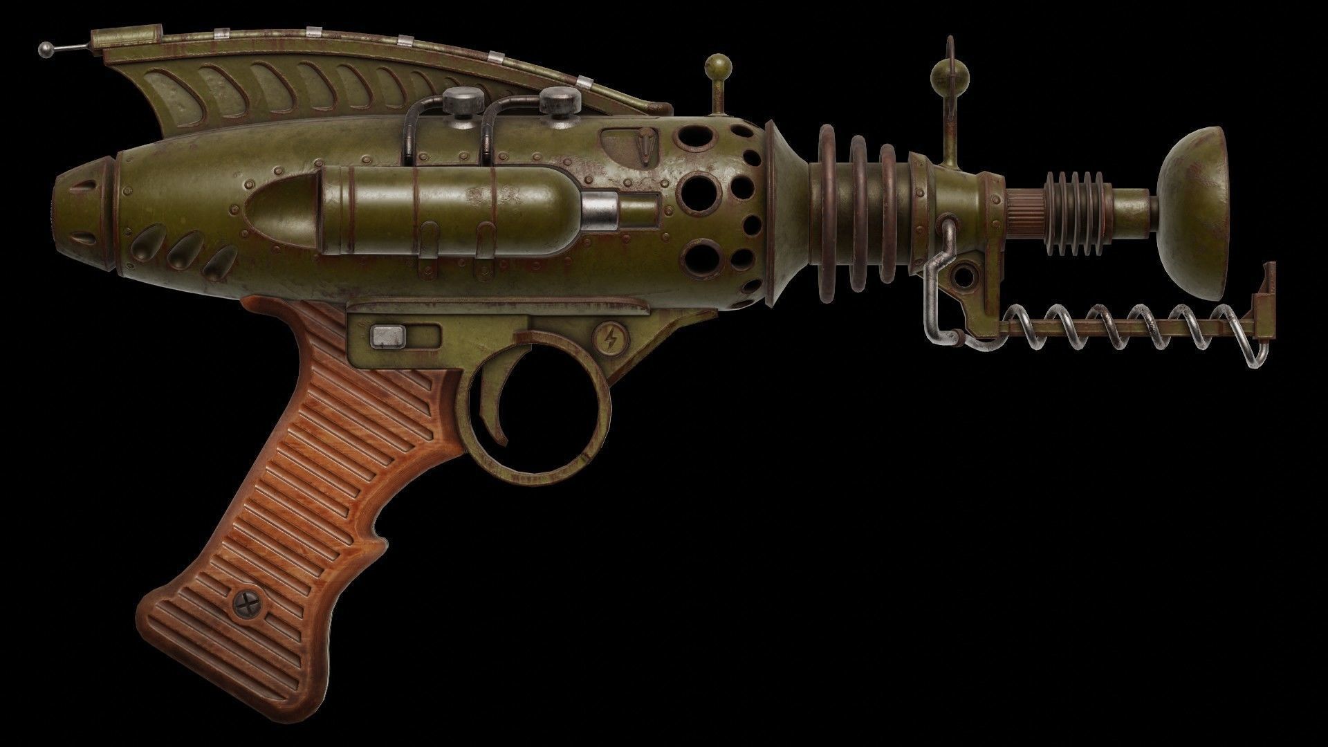 A retro style Raygun - Game ready Low-poly 3D model_4